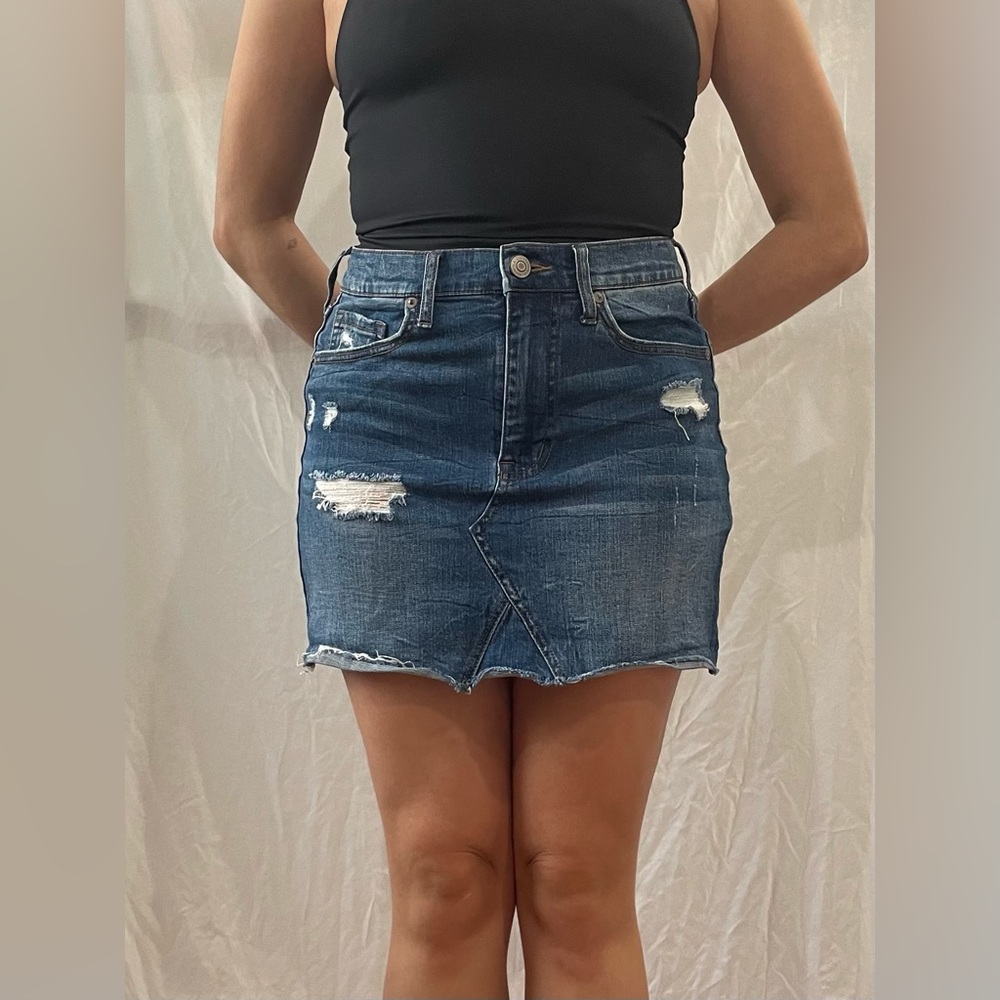 Y2K High Rise Demin Mini Skirt / SZ 4